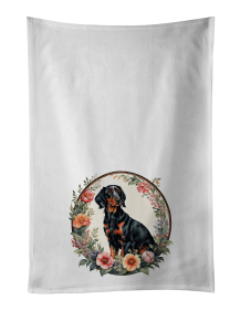 Gordon Setter and Flowers Kitchen Towel Set of 2